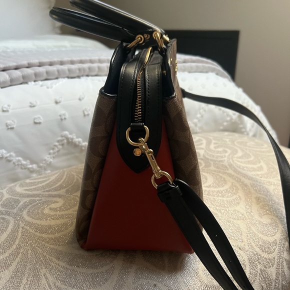 Coach Darcie Carryall In Colorblock Signature Canvas (sides are Coach orange). - Picture 3 of 8